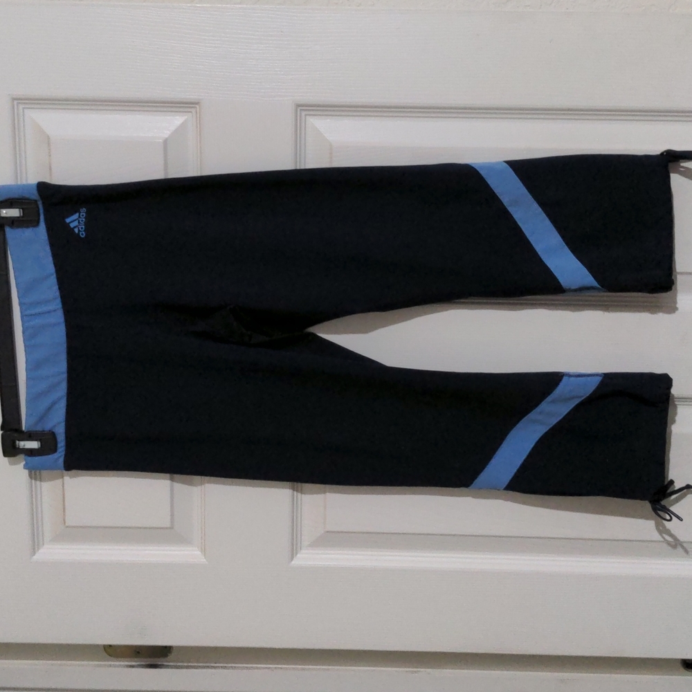 adidas Black Track Pants with Light Blue Panels